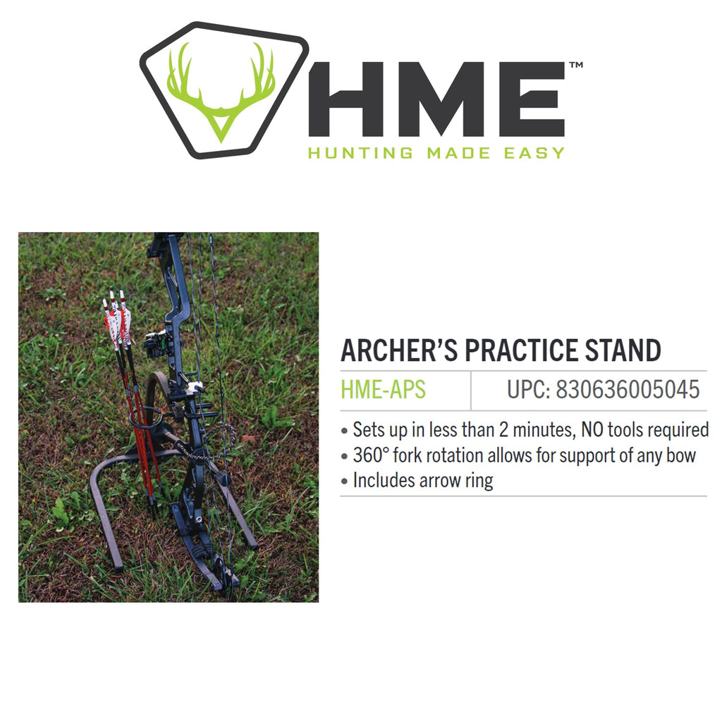 Hme Lightweight Durable Portable 360-Degree Rotating Tool-Free Setup Archer'S Practice Bow Stand With Arrow Ring Included
