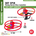 Discovery Toys Sky Spin Flying Aerial Disc Launcher | 2 Large Wings Kid-Powered Learning | Stem Toy Early Childhood Development