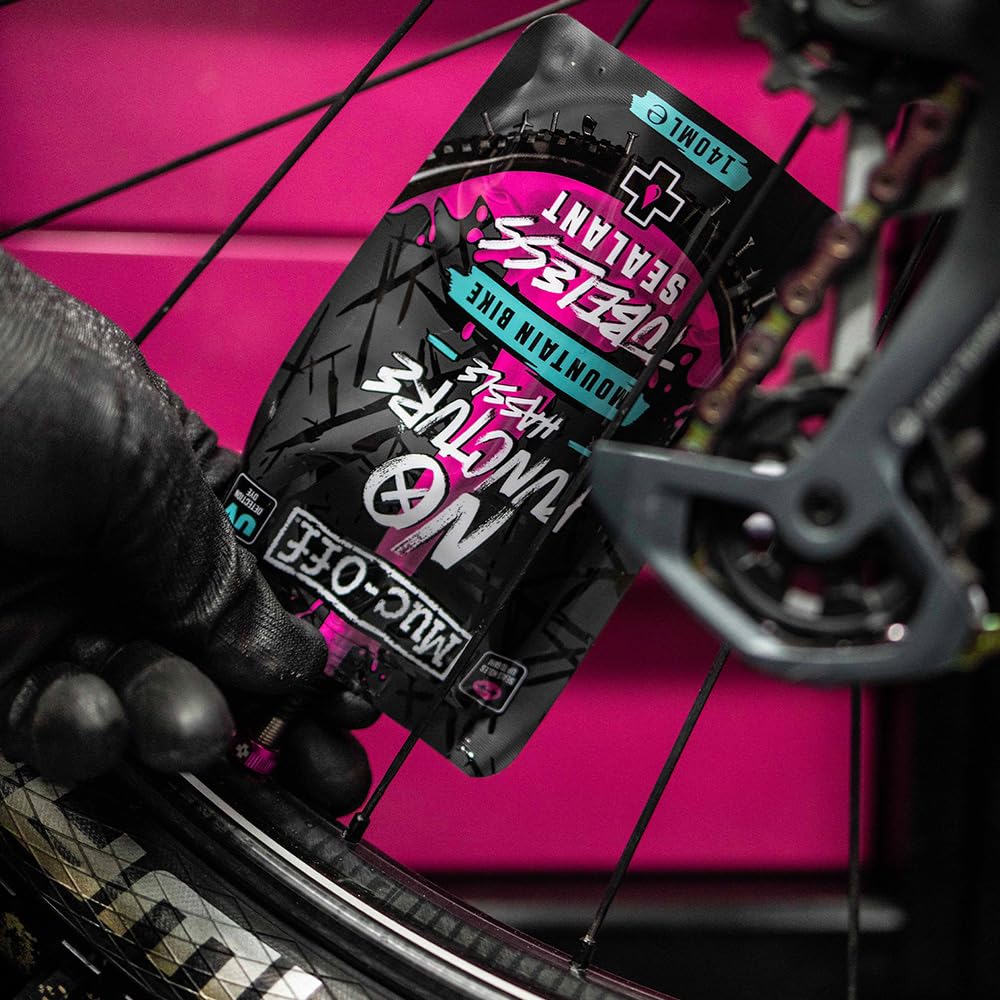 Muc-Off No Puncture Hassle Tubeless Sealant, 140 Milliliters - Advanced Bicycle Tyre Sealant With Uv Tracer Dye That Seals Tears