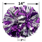Hooshing 2Pcs Cheerleading Pom Poms Metallic Purple And Silver Cheer Pompoms With Baton Handle For Team Spirit Sports Dance Chee