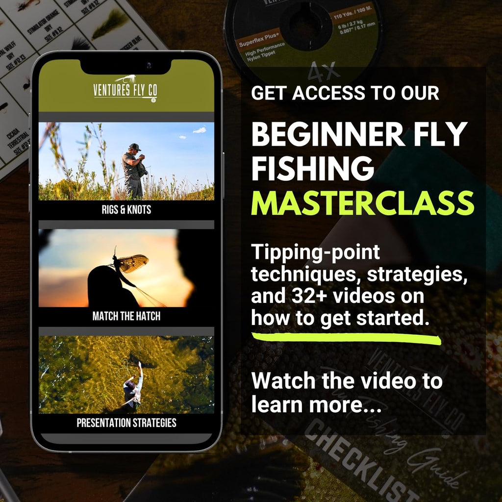 Ventures Fly Co. | Toe Dipper Starter Package | 13 Fly Fishing Accessories Complete Combo | Includes Rod, Reel, Line, Case, Flie