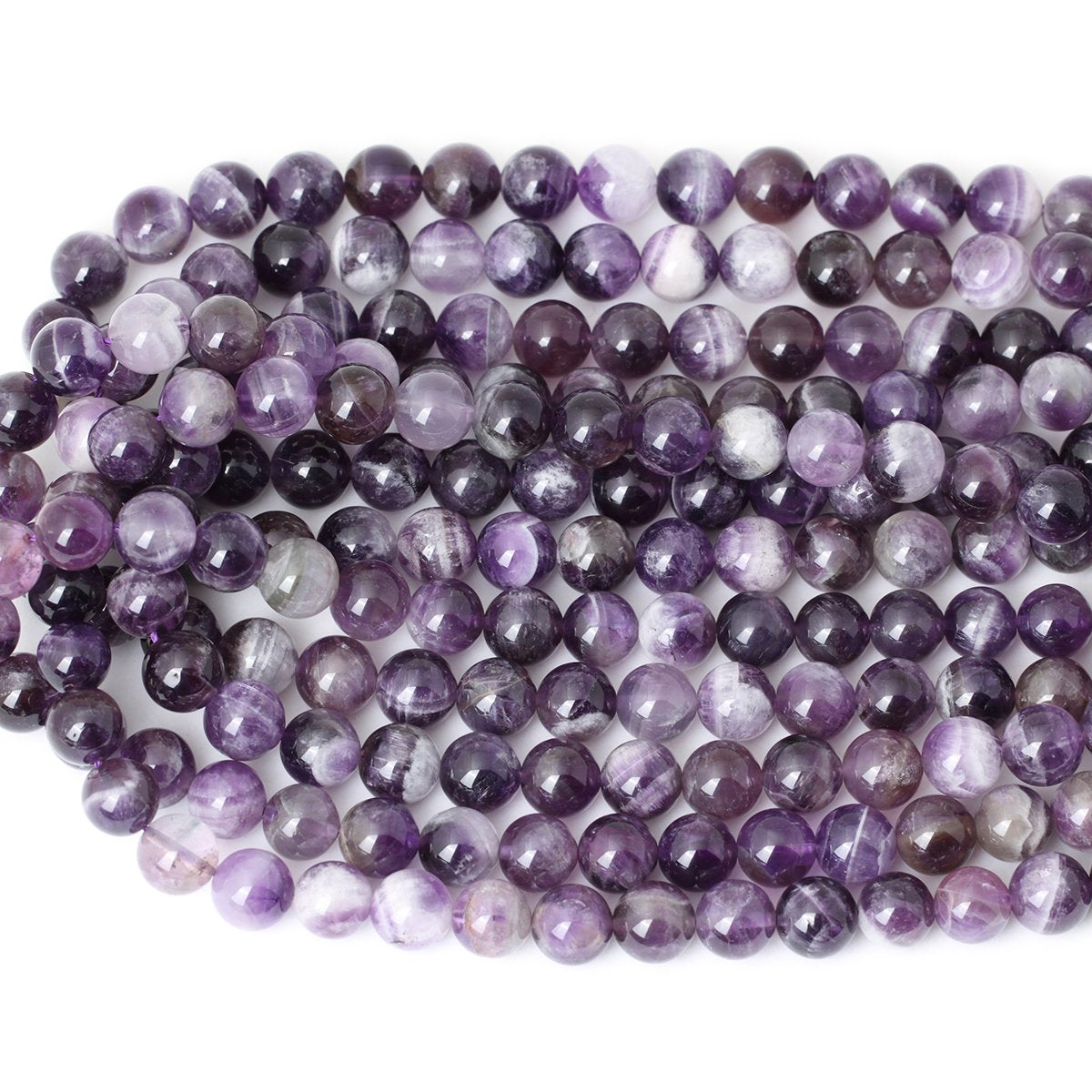 Cheavian 35Pcs 10Mm Natural Dog Teeth Amethyst Gemstone Round Loose Beads Crystal Energy Stone Healing Power For Jewelry Making