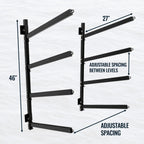 Storeyourboard Outdoor Standup Paddleboard Rack, Wall Mount, Holds 400 Lbs, Adjustable Storage Stand, Heavy-Duty Metal Organizer
