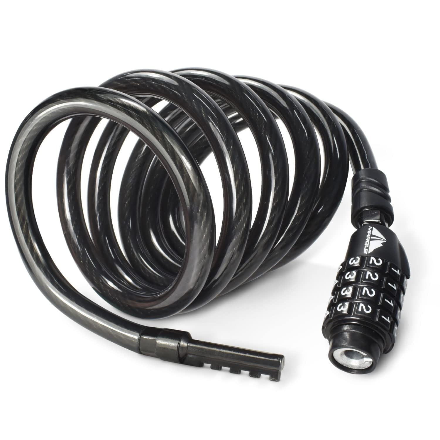 MARQUE Combination Bike Lock Cable- 3/8 inch (5FT, 10FT, 15FT, 25FT) Resettable Combination Lock, Anti-Theft Coiled Secutiry Cab