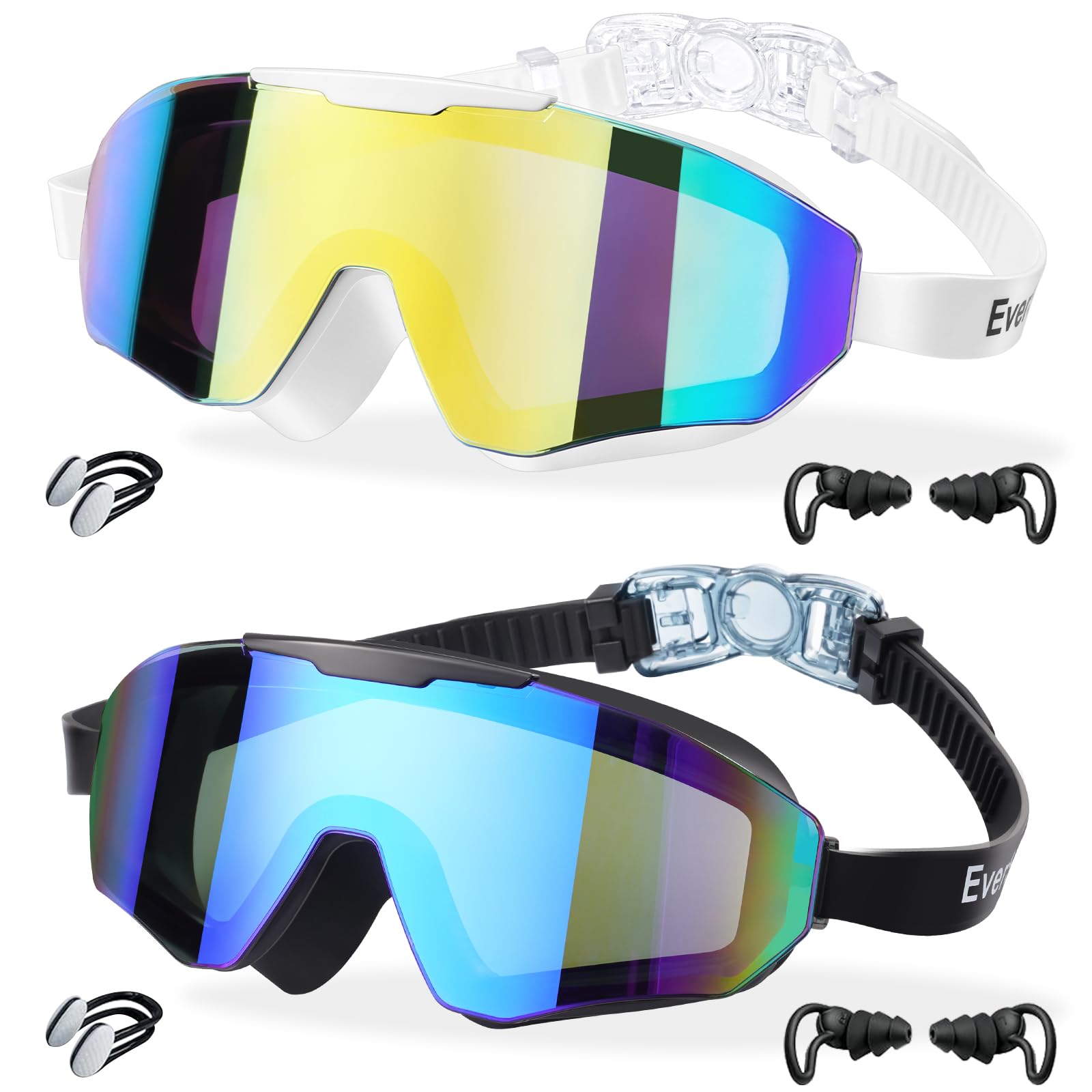 EverSport 2 Pack Kids Swim Goggles Frame Less Design Anti-fog UV Protection Clear Wide Vision No Leak, Water Pool Swimming Goggl