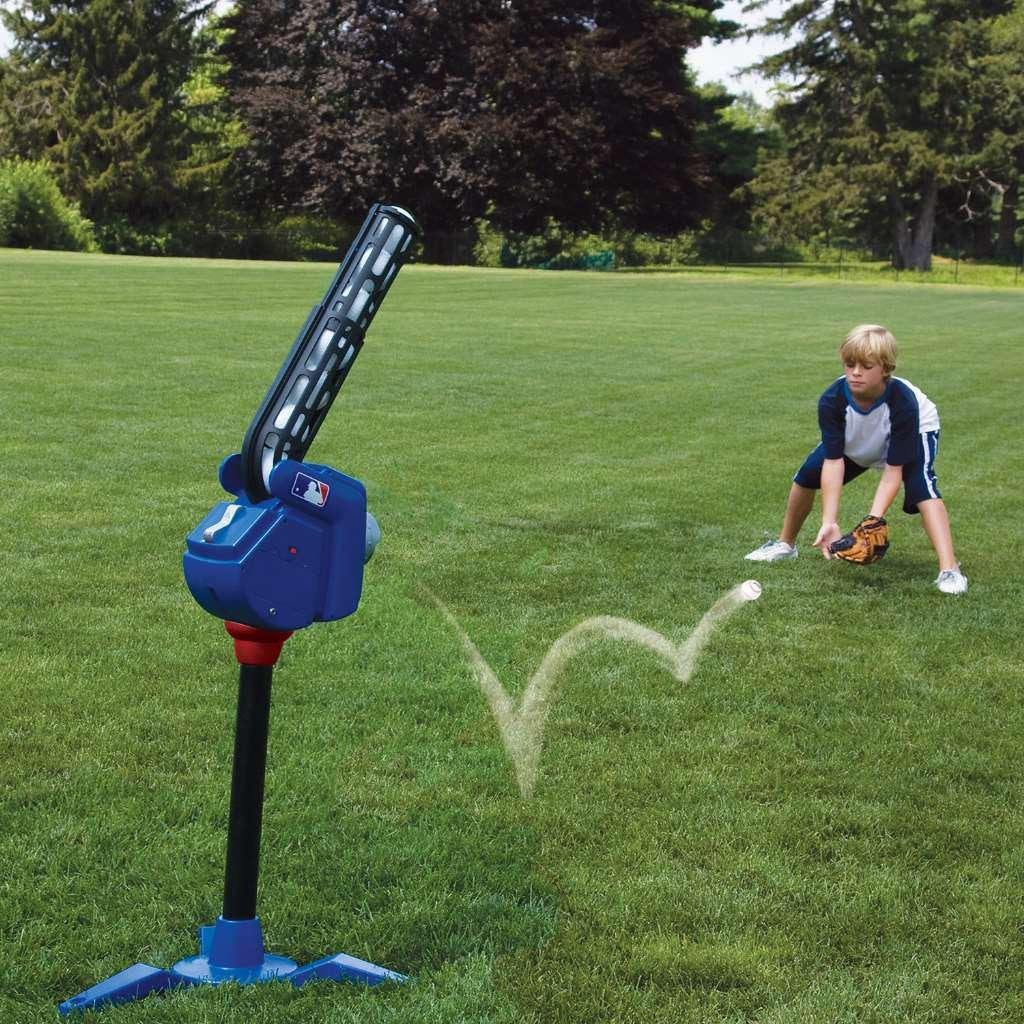 Franklin Sports Baseball Pitching Machine - Adjustable Baseball Hitting & Fielding Practice Machine For Kids - With 6 Baseballs