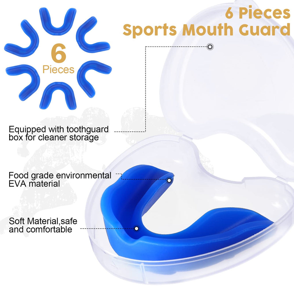 Bbto 6 Pieces Sports Mouth Guard For Kids, Athletic Mouthguard For Boxing Football Hockey Karate Basketball(Blue, Classic Style)