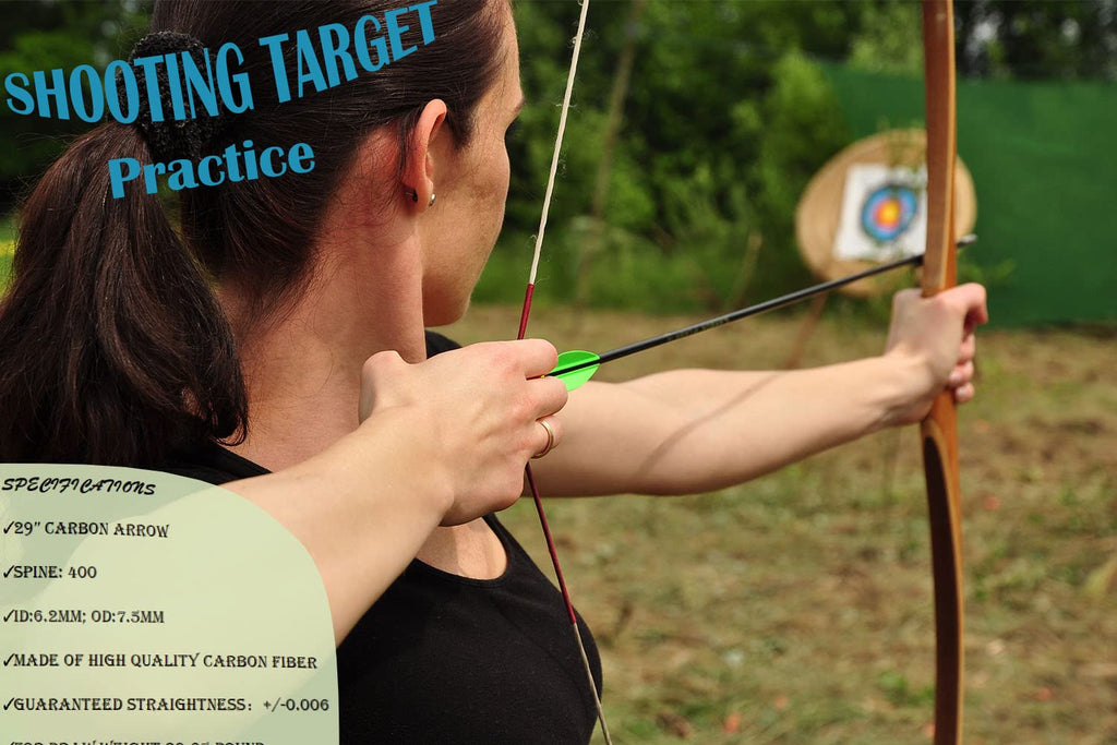 Zhao.Fu 29 Inch Carbon Arrow Practice Hunting Arrows Spine 400 With Removable Tips For Archery Compound & Recurve & Traditional