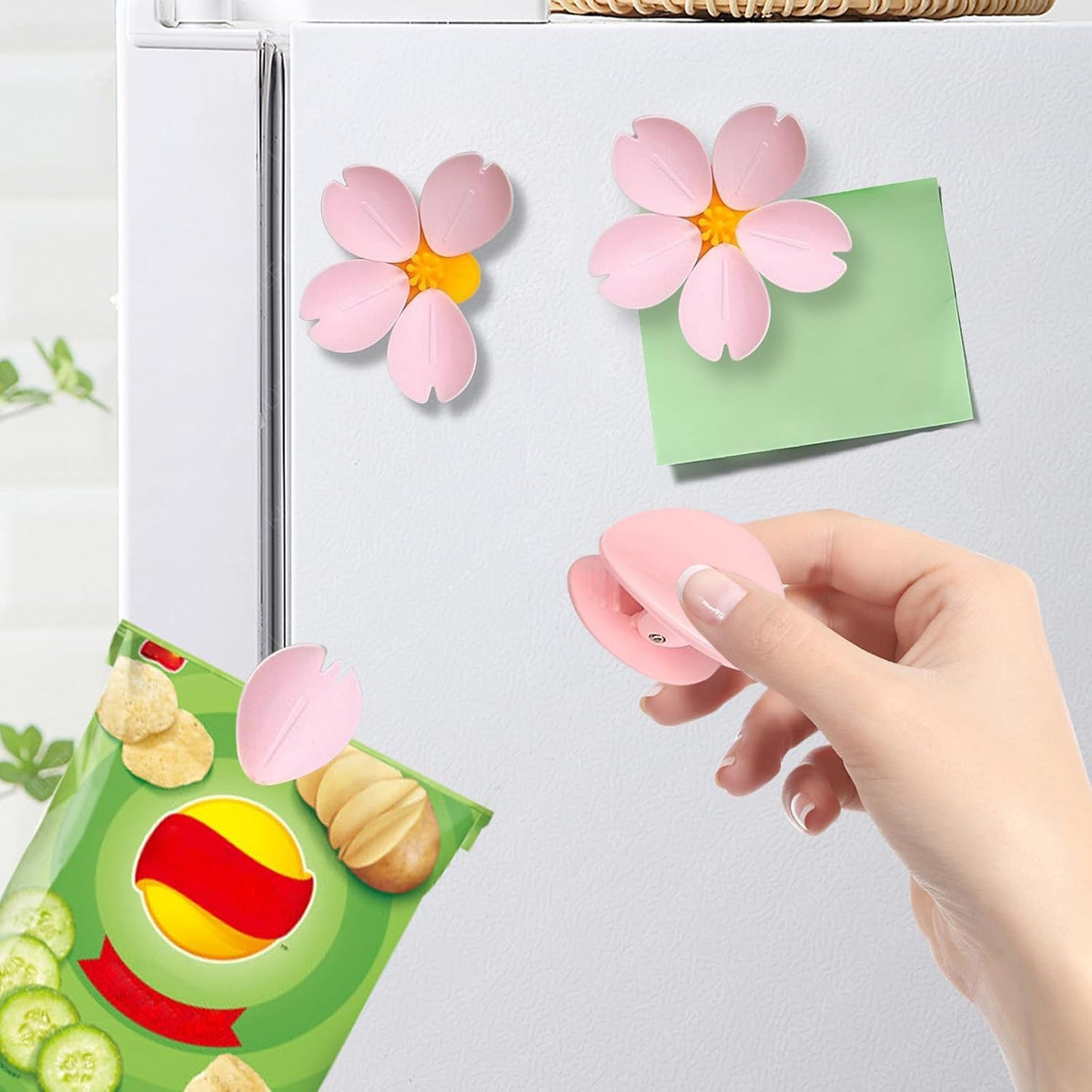Srwopkray Decorative Flower Magnetic Clip For Fridge  Reusable Food Bag Sealing Clip For Kitchen, Pantry & Office Use | Strong