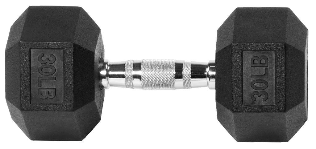 Fitvids Sporzon! Rubber Encased Hex Dumbbell, Single, Black