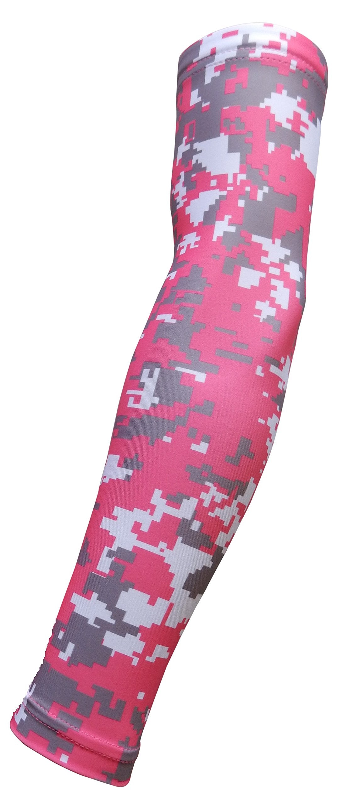 Sportsfarm New! Pink Gray White Digital Camo Arm Sleeve - Moisture Wicking Compression (Small)
