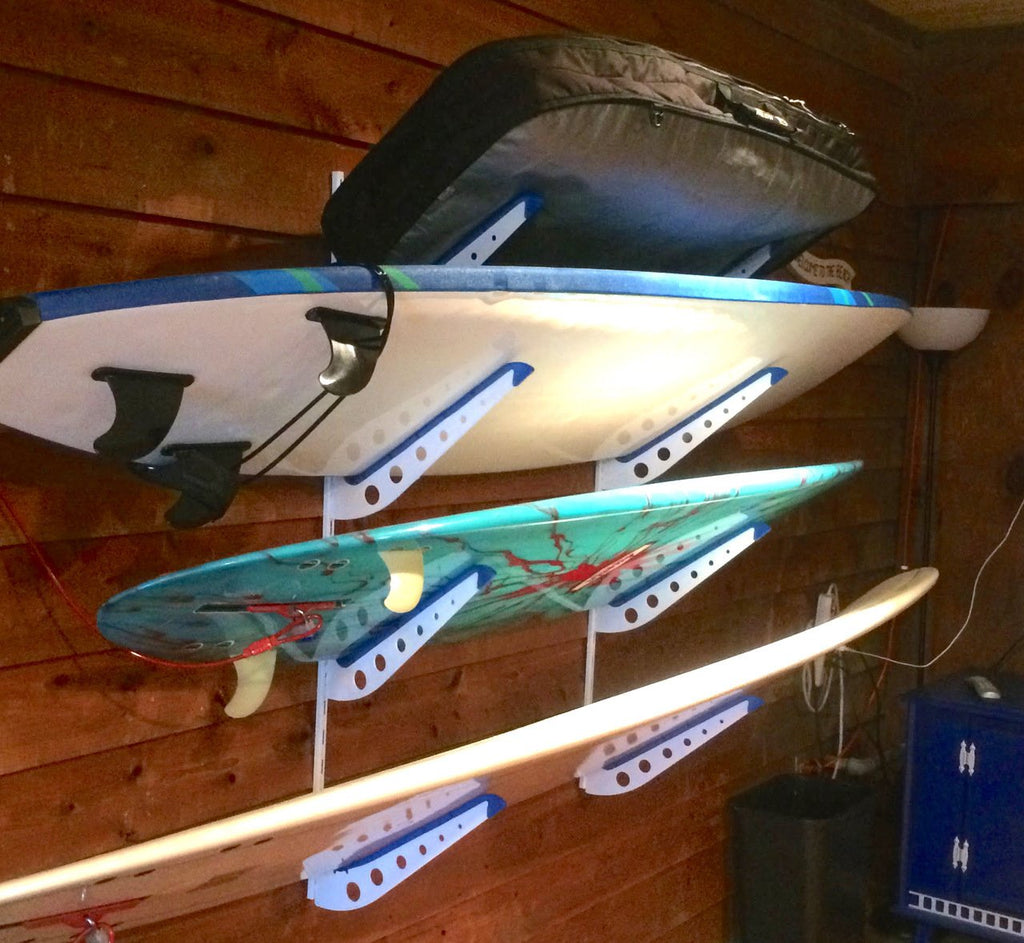 Storeyourboard Metal Surfboard Storage Rack, 4 Surf Adjustable Home Wall Mount