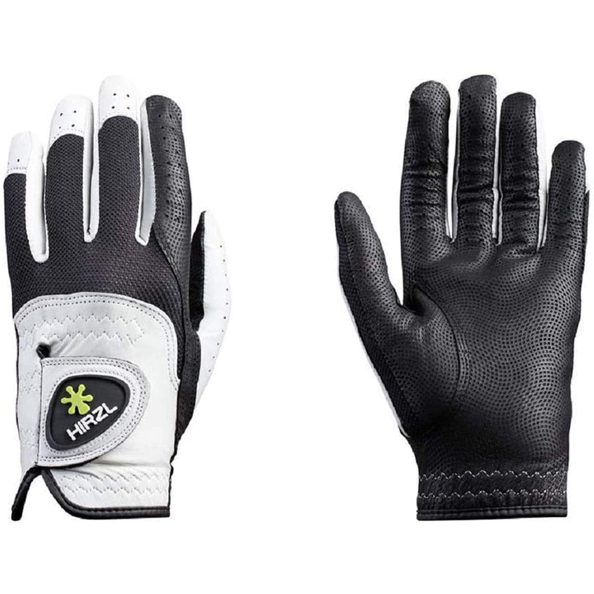 Hirzl Trust Control 2.0 Golf Gloves, All Weather Mens Golf Glove, White/Black, Kangaroo Leather Palm, Cabretta Leather Backhand,