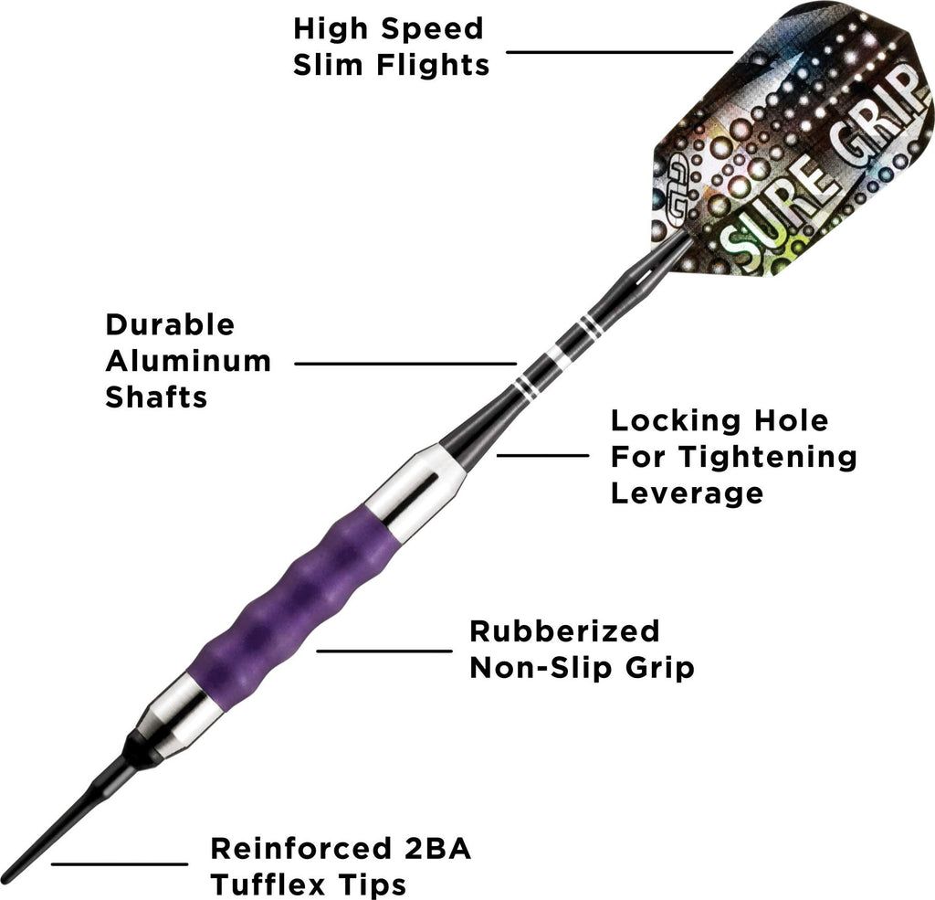 Viper Sure Grip Soft Tip Darts, Purple, 16 Grams