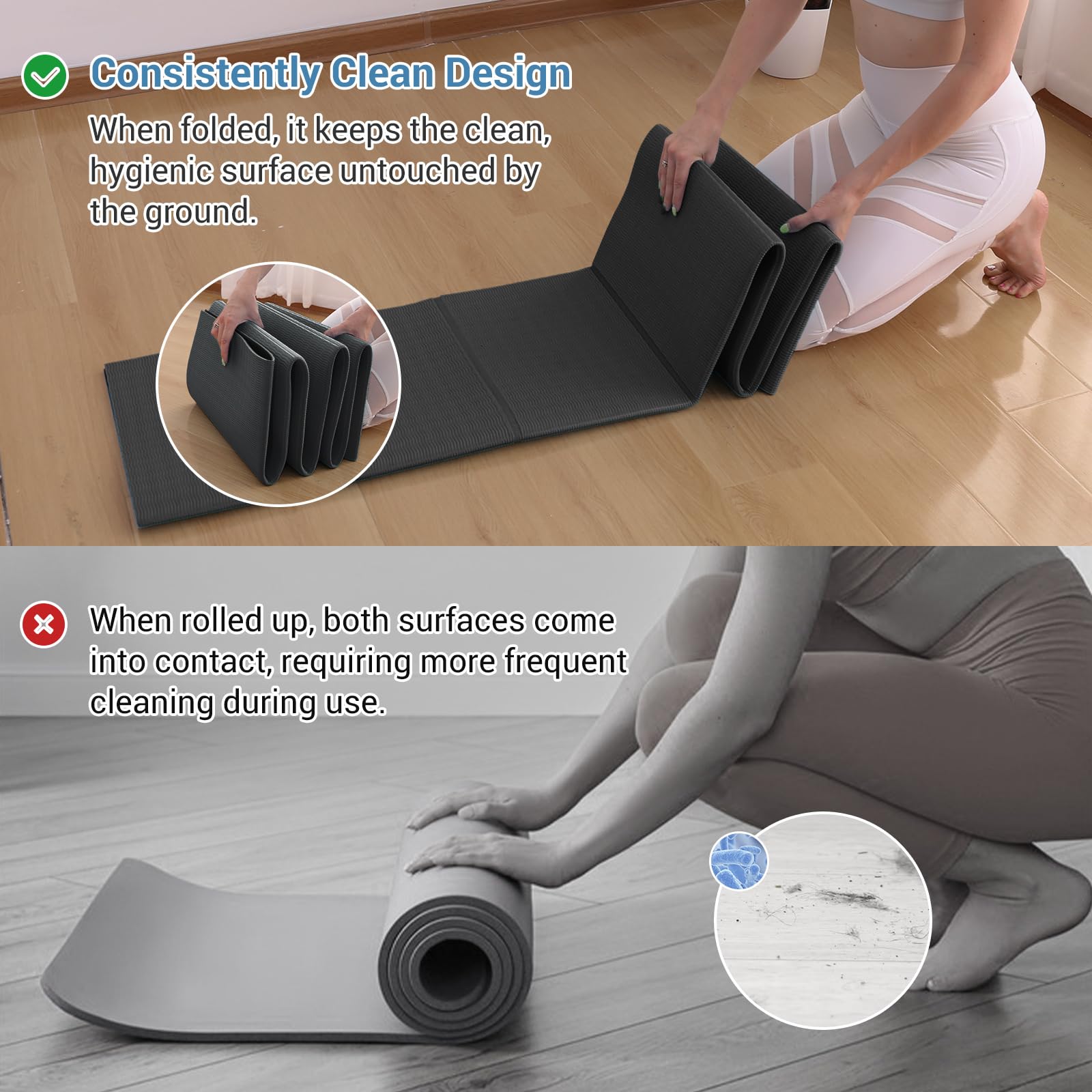 Avoalre Foldable Travel Yoga Mat Print | 5Mm Thick Folding Pilates Mat | Non-Slip High Density Floor Exercise Mat For Home Worko