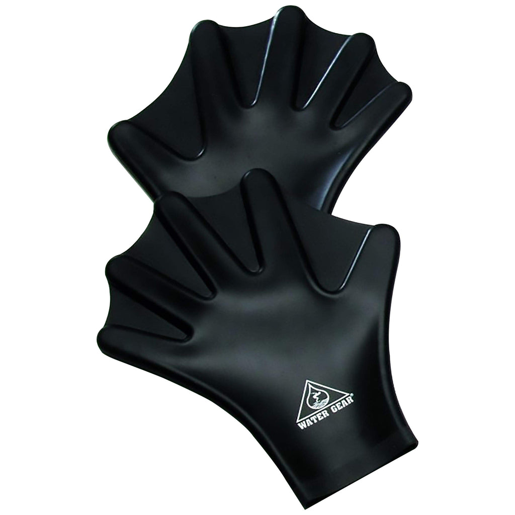 Water Gear Silicone Force Gloves - Aqua Fitness Gloves - Great For Workouts And Diving - Designed With Enhanced Grip (Black, Lar