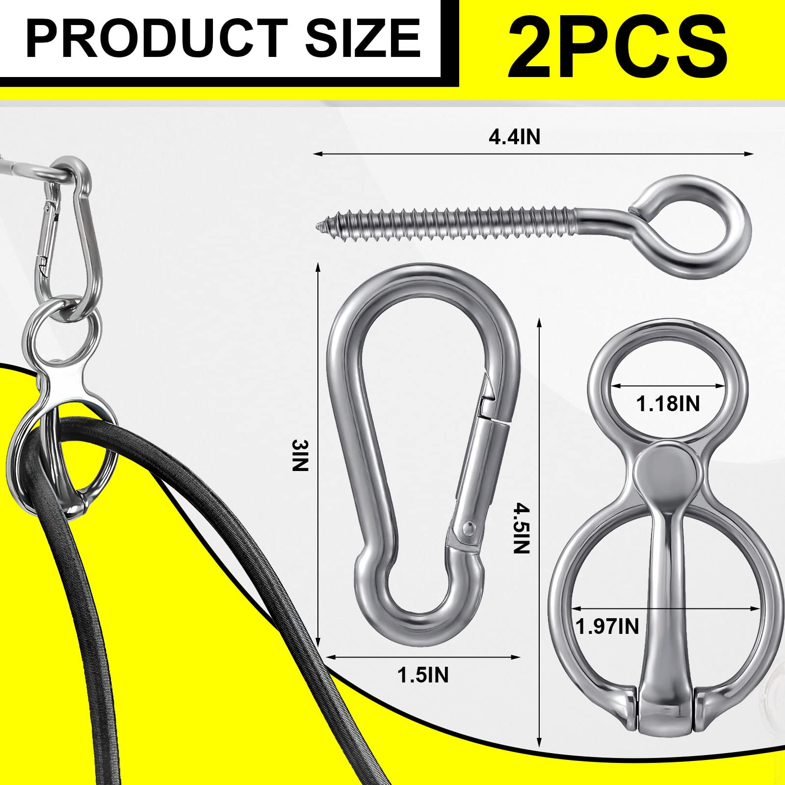 Dunzy 2 Sets Horse Tie Ring, Horse Tack And Supplies Horse Training Equipment Safe Horse Accessories With Eye Bolt, Tie Rings (S