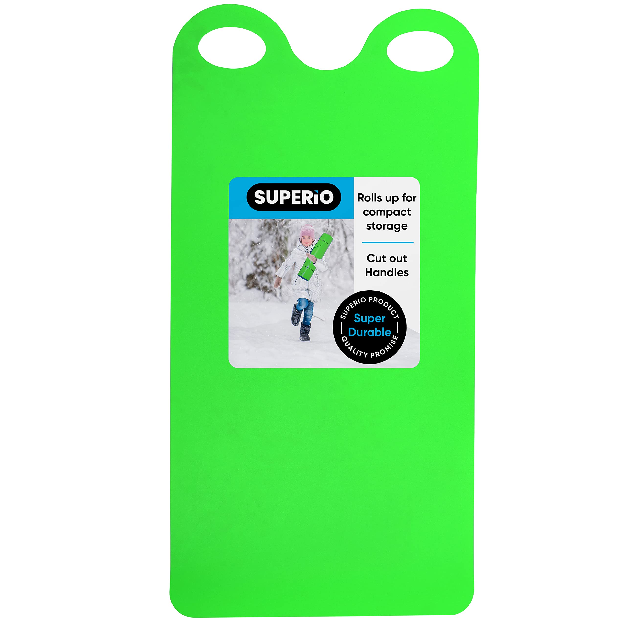 Superio Snow Slider Mat, Flexible Snow Sled Flying Carpet, Roll up Sleds for Kids 36 Lightweight Plastic Snowboard Sled (Green)