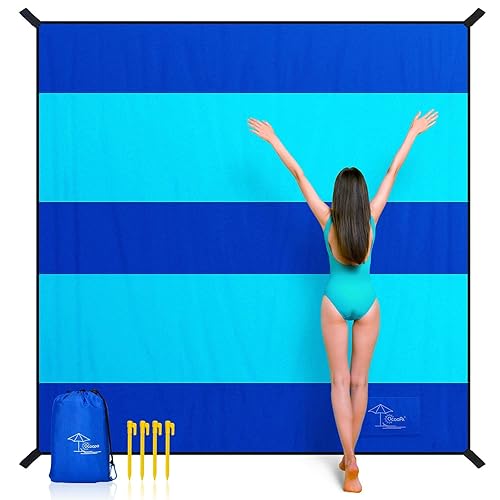 Ocoopa Diveblues Extra Large Beach Blanket, Sand Free, Large Oversized Camping Mat, Comfortable Parachute Nylon, Cozy& Chic, Com