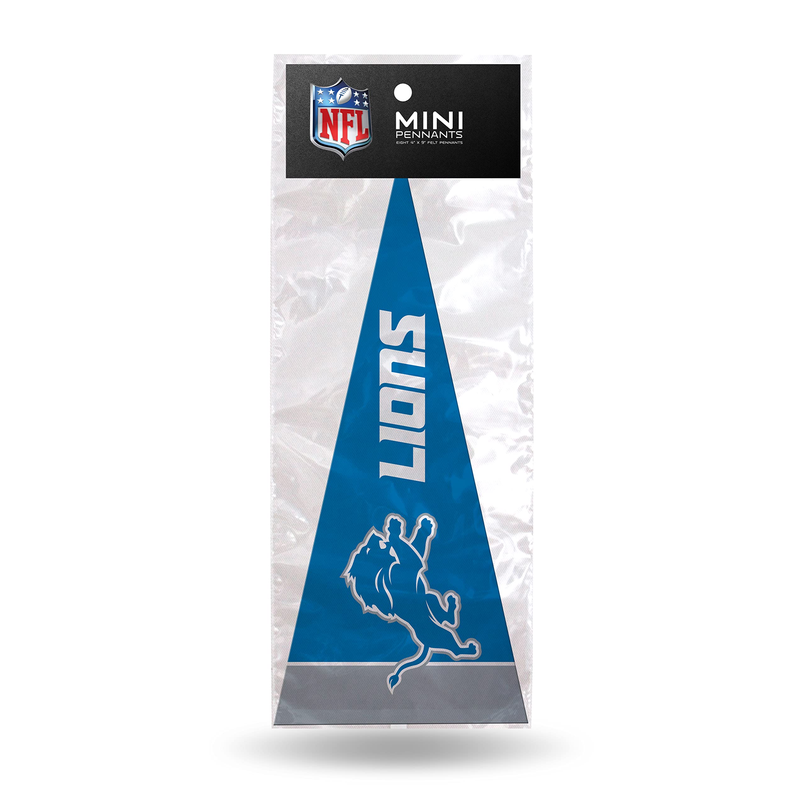 Rico Industries NFL Detroit Lions 8-Piece 4-Inch by 9-Inch Classic Mini Pennant D  cor Set