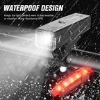 Wgge Ultra Bright Usb Rechargeable Bike Light Set,Powerful Bicycle Front Headlight And Back Taillight,Easy To Install For Night