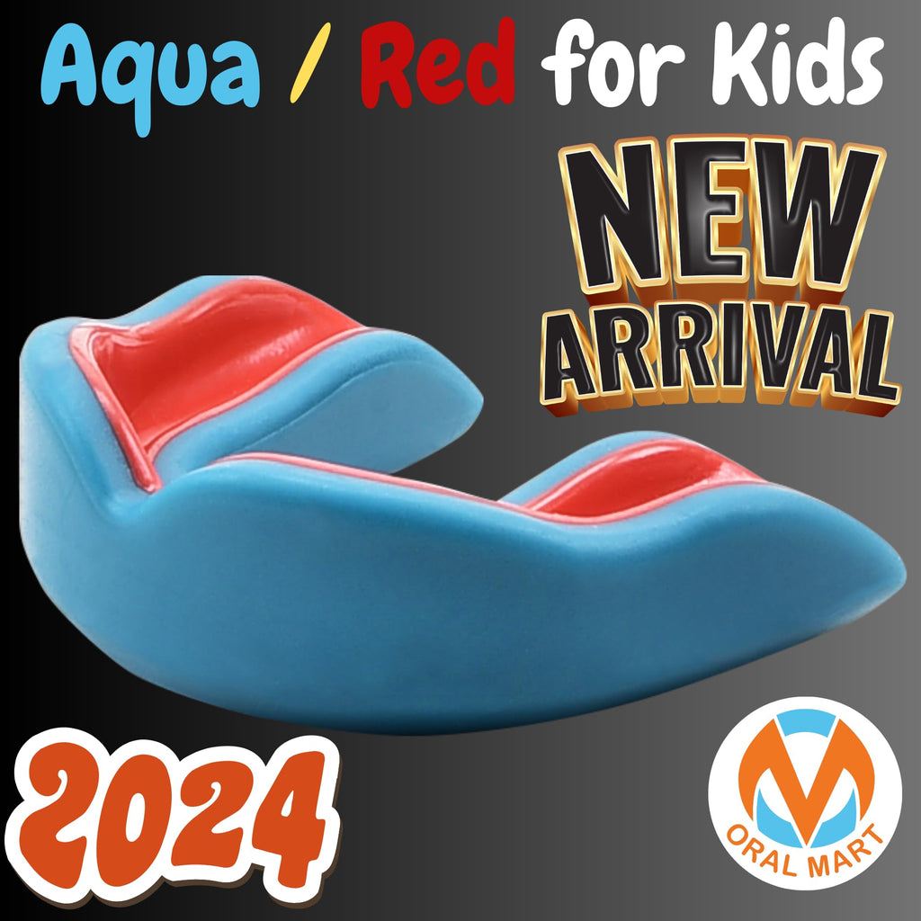 Oral Mart Youth Mouth Guard (2024 Aqua/Red) For Kids - Youth Mouthguard For Karate, Flag Football, Martial Arts, Taekwondo, Boxi