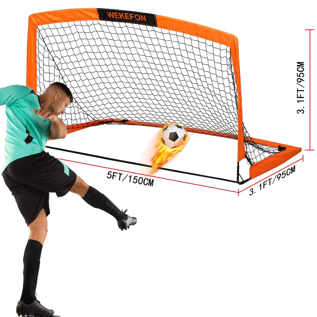 Wekefon Soccer Goal 5' X 3.1' Portable Soccer Net For Backyard Games And Training Goals For Kids And Youth Soccer Practice With