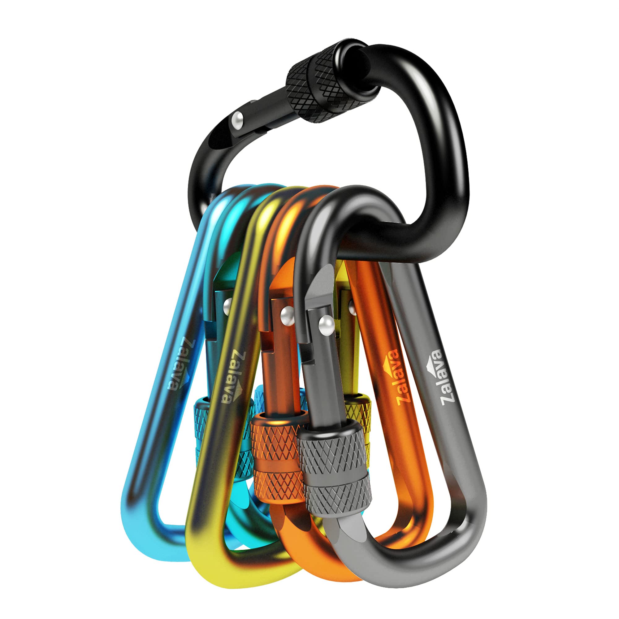 Zalava 6 Pcs 2D-Clip Durable Locking Carabiner Keychain Clip,Keychain Clip Hook,Green