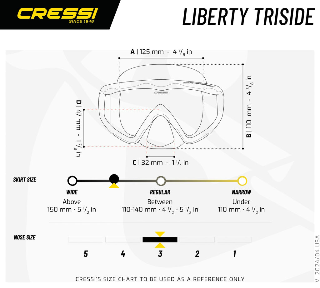 Cressi Liberty Triside Spe Diving Mask, Blackblackpink