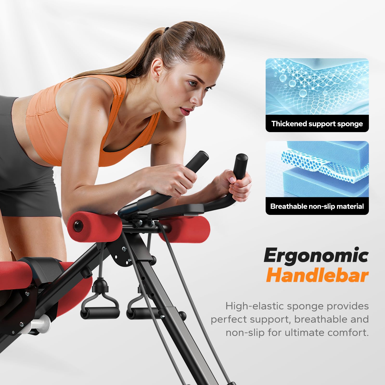 MERACH Ab Machine, Ab Workout Equipment, Adjustable Ab Trainer Machine for Abs Workout at Home Gym, Foldable, Knee Protection, A
