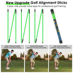 Rhino Valley Golf Alignment Sticks 3 Pack, 48 Collapsible Alignment Sticks For Aiming, Putting, Full Swing Trainer, Golf Alignme