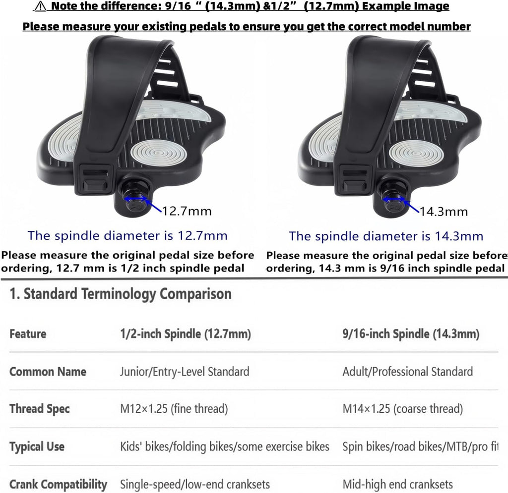 Namucuo Exercise Bike Pedals With Straps For Spin Bike And Indoor Stationary Exercise Bike, 6 Month Warranty