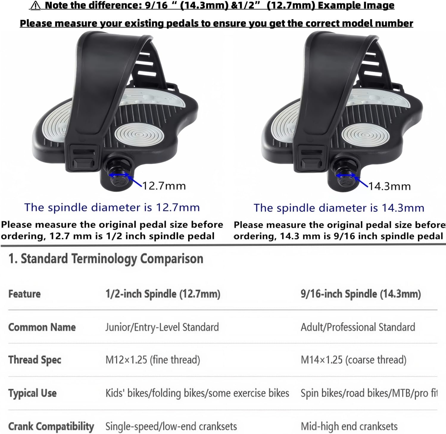 Namucuo Exercise Bike Pedals With Straps For Spin Bike And Indoor Stationary Exercise Bike, 6 Month Warranty