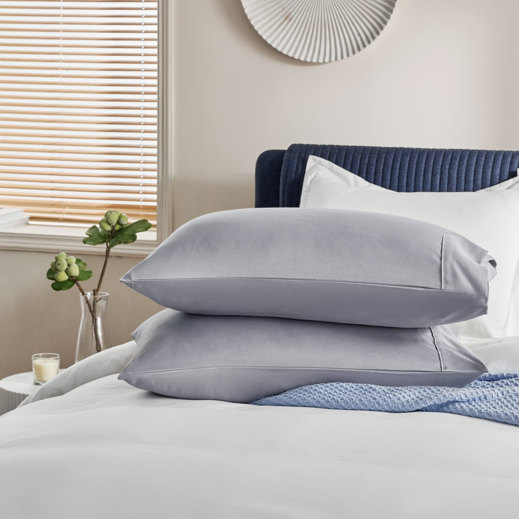 Bedsure Queen Pillowcases Set Of 2 - Silver Grey Pillow Cases Queen Size 2 Pack 20 X 30 Inches, Brushed Microfiber, Pillow Case