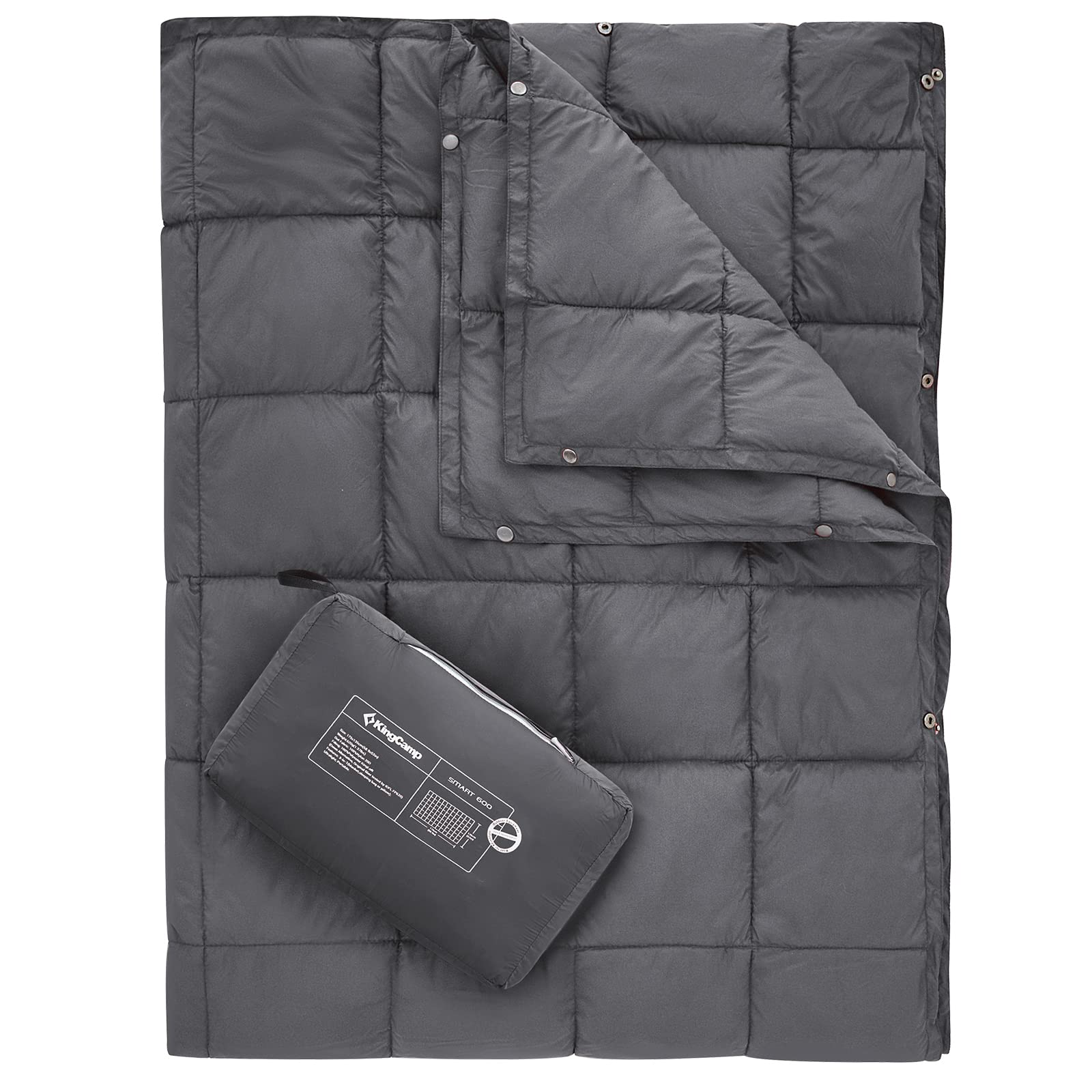 Kingcamp Camping Blanket Lightweight, Multifunctional Warm Puffy Outdoor Blanket With Snap Button, Water Repellent, Packable, Fo