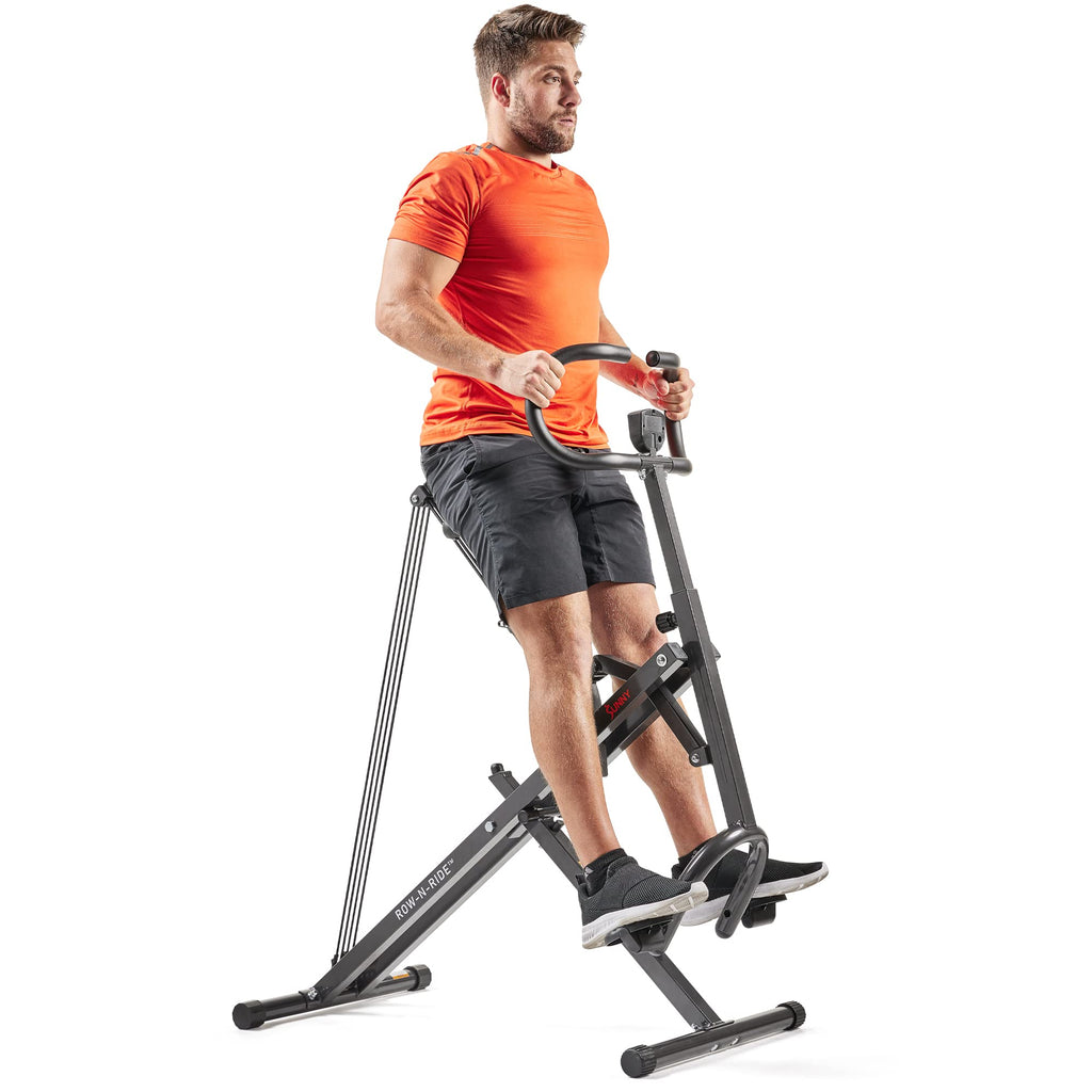 Sunny Health & Fitness Row-N-Ride Plus, Heavy Duty Assisted Squat Machine With 300 Lb Max Weight Capacity, Adjustable Resistance