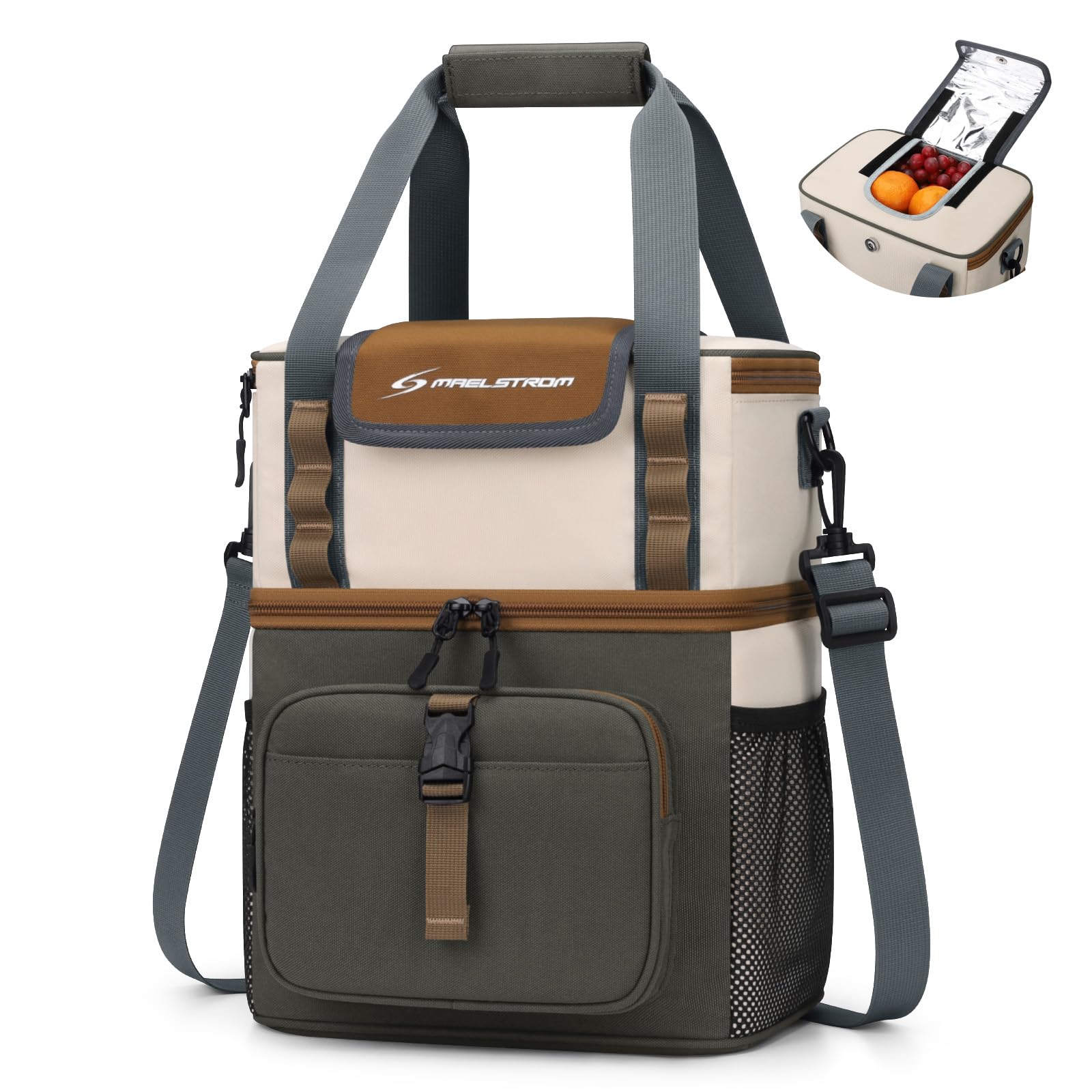 Maelstrom Lunch Box For Women, 20L Insulated Lunch Bag Men, Leakproof Double Deck Cooler Bag, Soft Lunch Cooler With Quick Acces