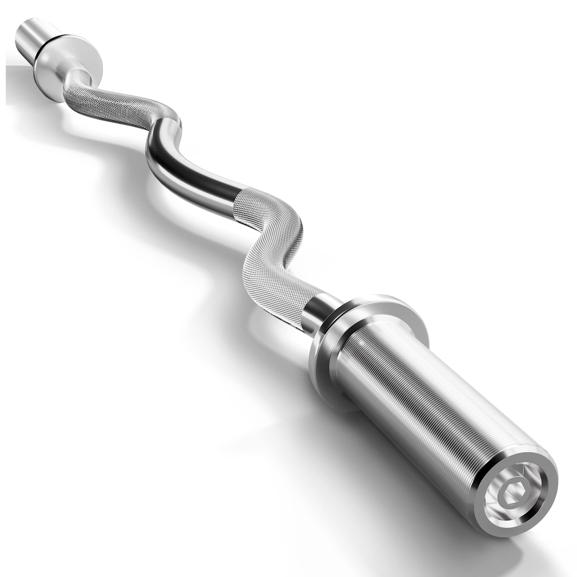 Holleyweb Olympic Barbell Curl Bar Ez Bar Strength Training Bar Threaded Chrome Barbell Bar For Weightlifting, Hip Thrusts, Squa