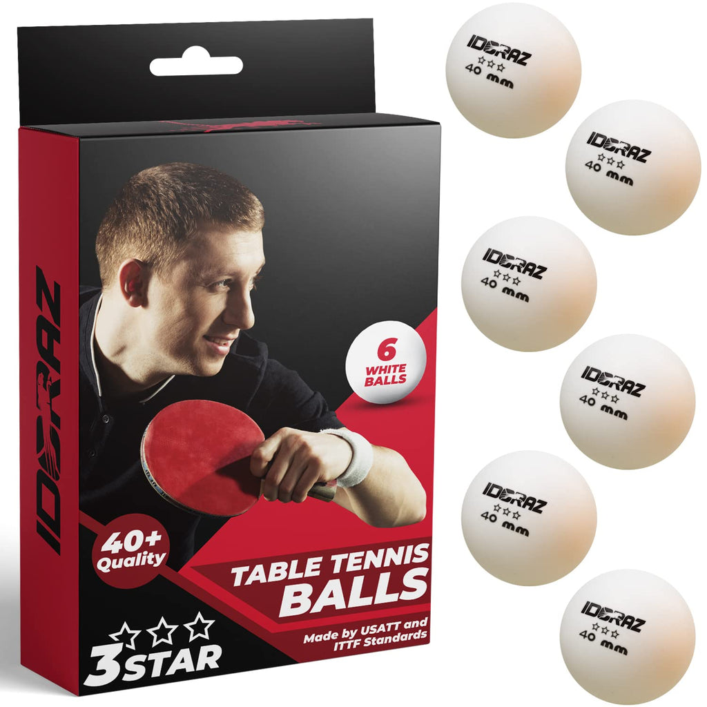 Idoraz Ping Pong Balls - White/Orange 3-Star 40+ Table Tennis Balls (Pack Of 6,12,24) Suitable For Indoor And Outdoor Regulation