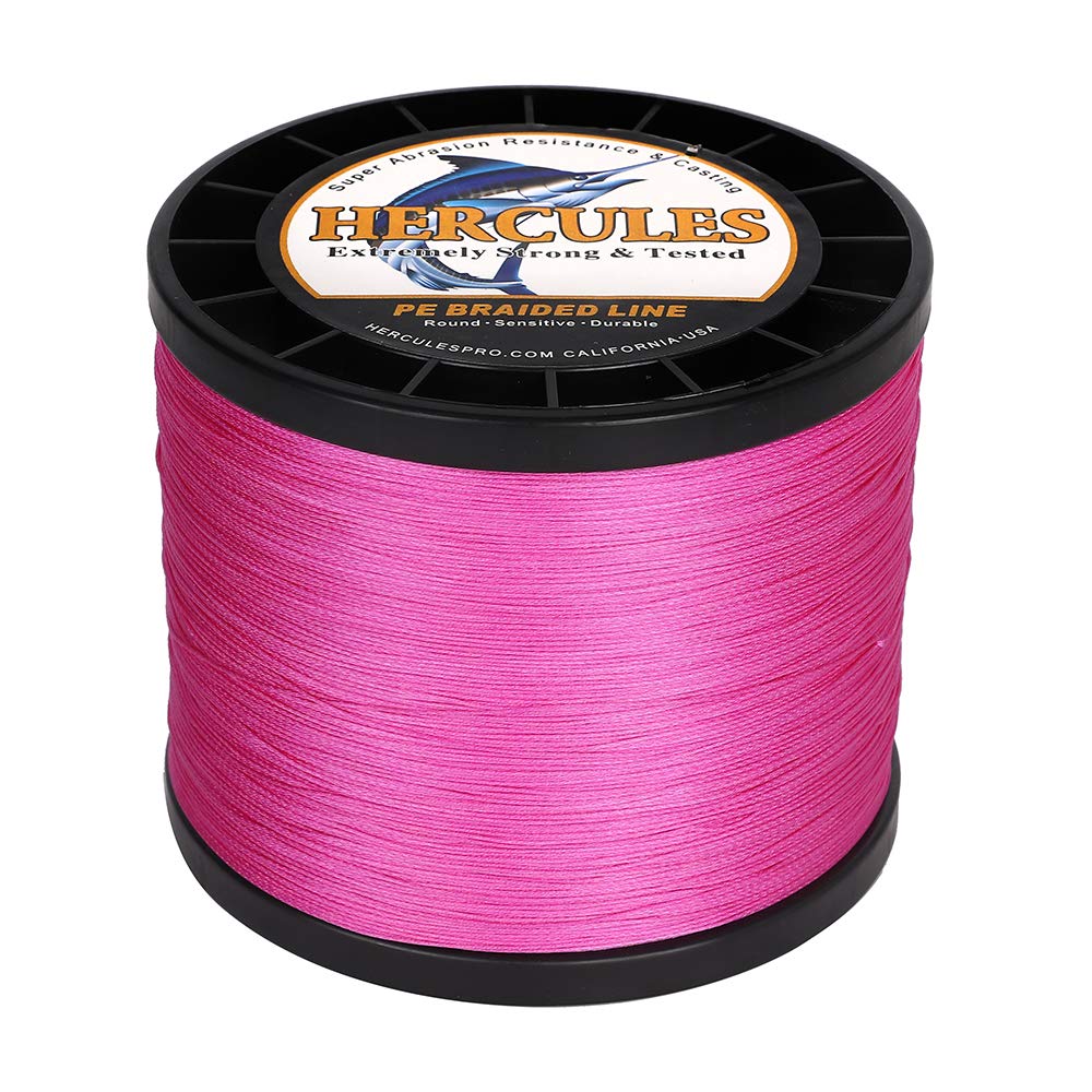 Hercules Braided Fishing Line 2000M 2187Yds 10Lbs-200Lbs Pe Superline 8 Strands (Pink 150Lb/68Kg 0.62Mm)