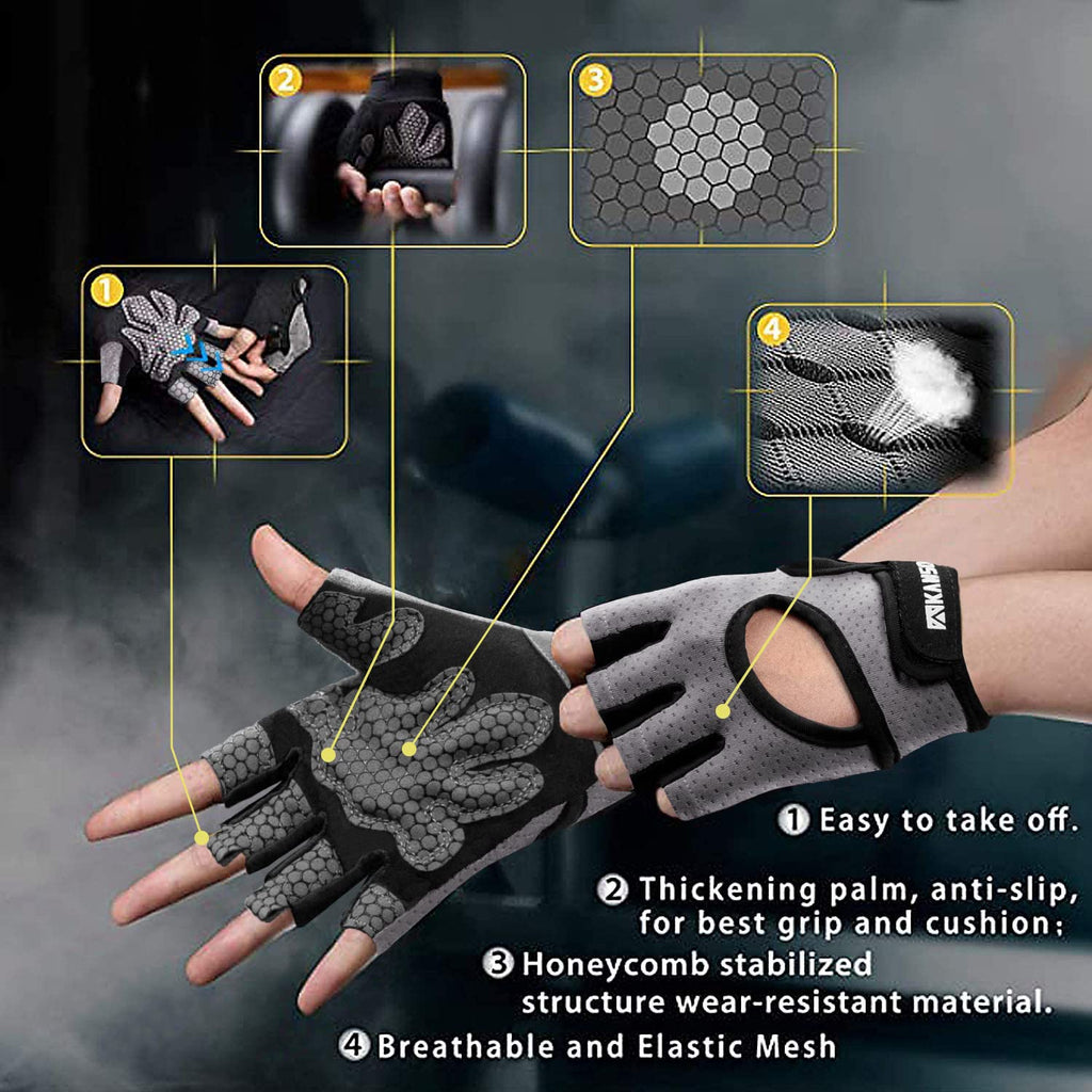 Lifect Essential Breathable Workout Gloves, Weight Lifting Fingerless Gym Exercise Gloves With Curved Open Back, For Powerliftin
