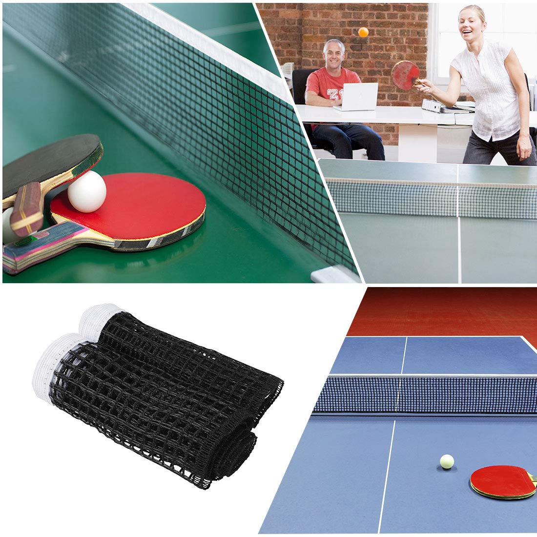 Uxcell Nylon Foldable Pingpong Sport Meshy Table Tennis Replacement Net White Black