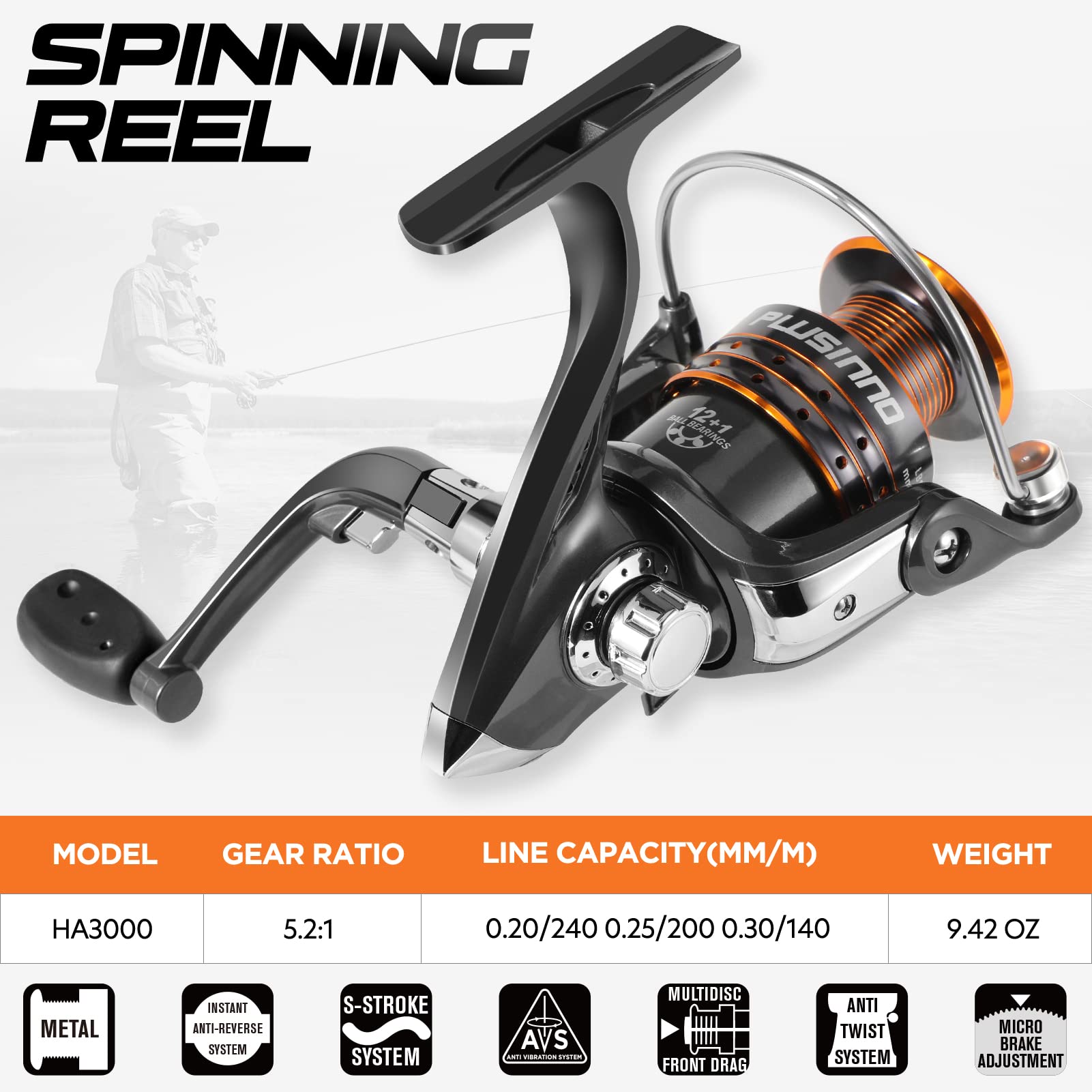 Plusinno Fishing Rod, Telescopic Fishing Rod And Reel Combo, Collapsible Travel Fishing Pole Rod Starter Kit, Carbon Fiber Fishi