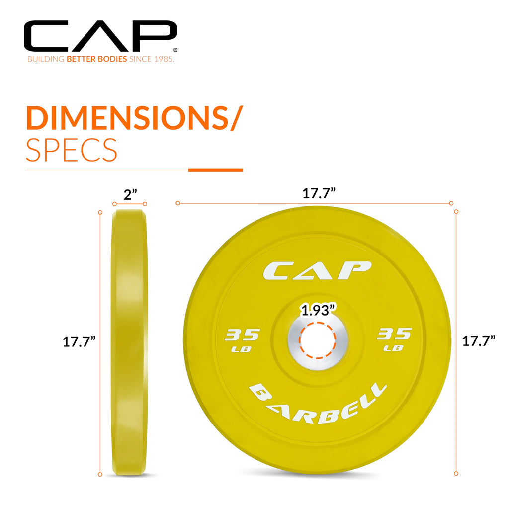 Cap Barbell Best Olympic Bumper Plate, Yellow, 35 Lb Single
