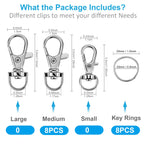 Yhyz Keychain Key Chain Rings Clips Swivel Bulk (10 Sets, Sliver), Swivel Lanyard Snap Hooks With Rings, Small Lobster Claw Clas