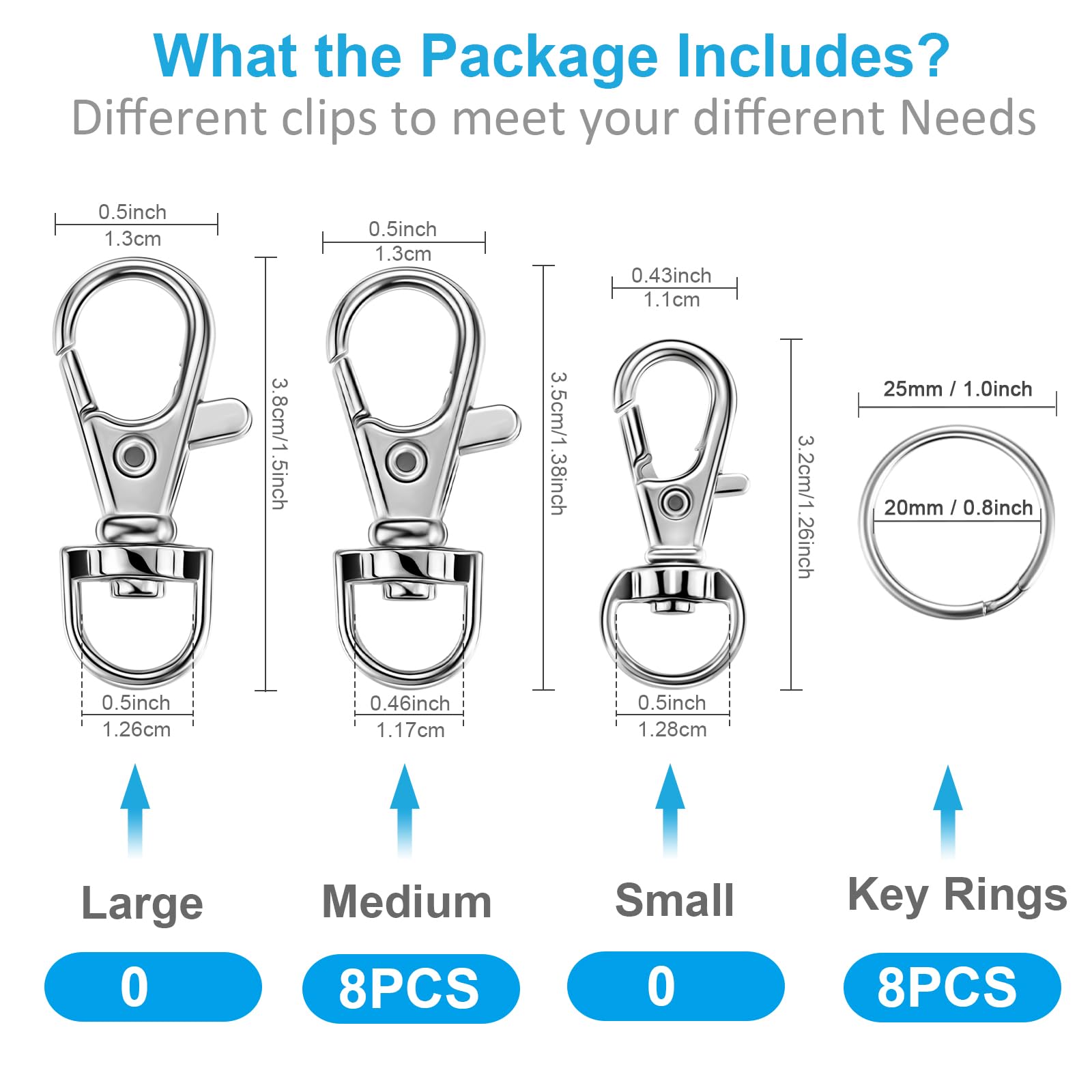 Yhyz Keychain Key Chain Rings Clips Swivel Bulk (10 Sets, Sliver), Swivel Lanyard Snap Hooks With Rings, Small Lobster Claw Clas