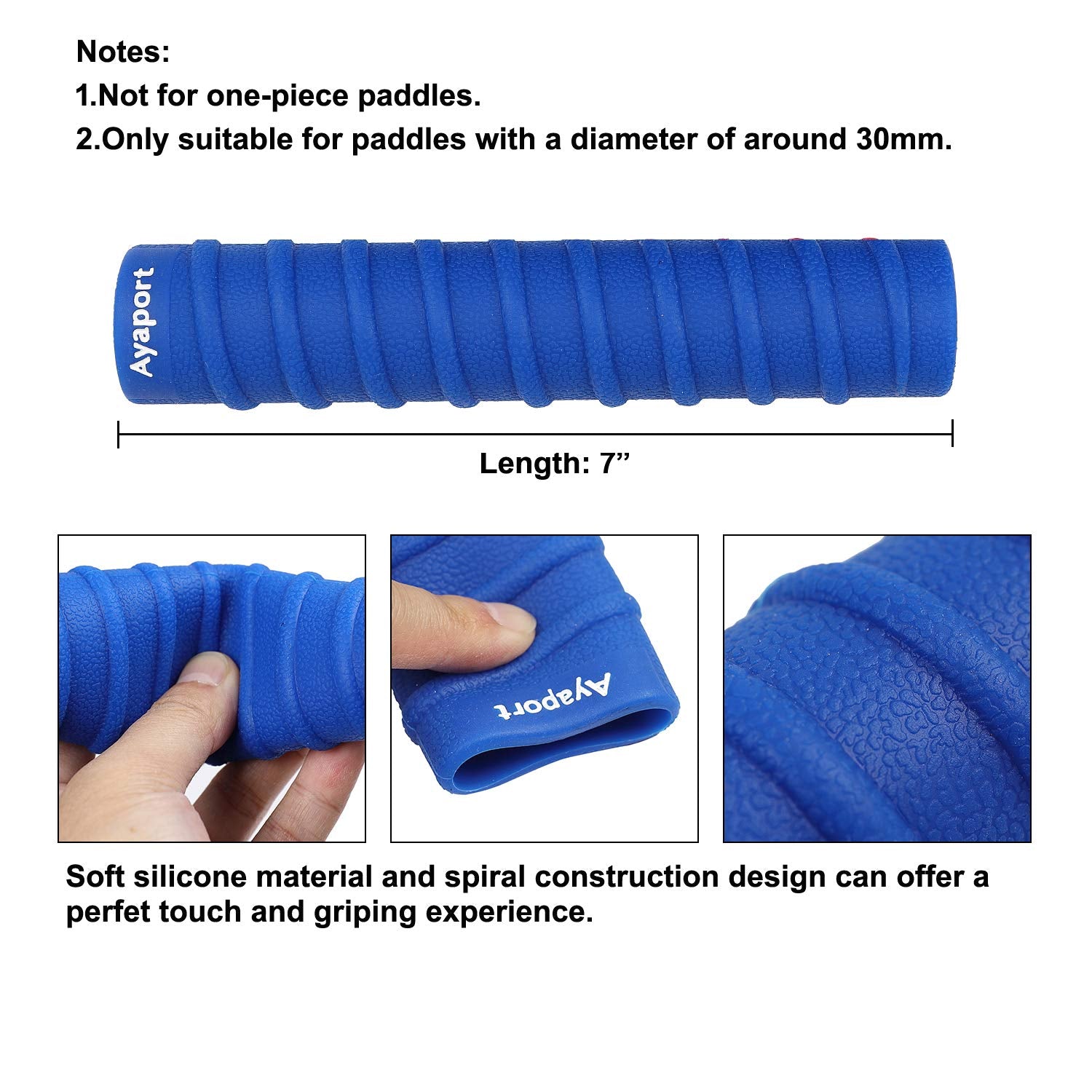 Ayaport Kayak Paddle Grips Non-Slip Silicone Wraps Blister Prevention Kayaking Accessories For Take-Apart Paddles (Blue)