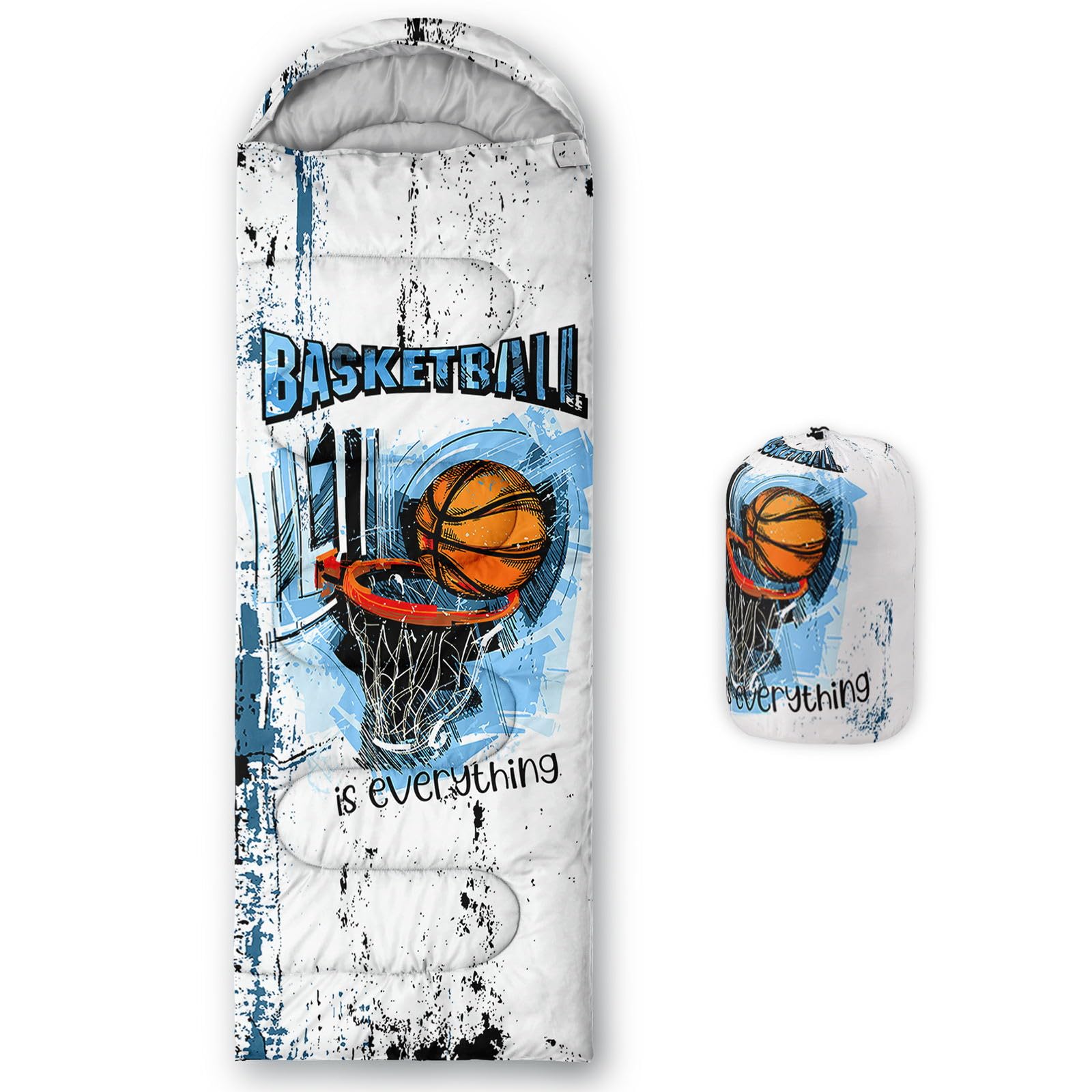 Smell Sunshine Kids Sleeping Bag for Boys Girls,Basketball Tie-dye Print-Lightweight Warm Portable Outdoor Indoor-Waterproof Col