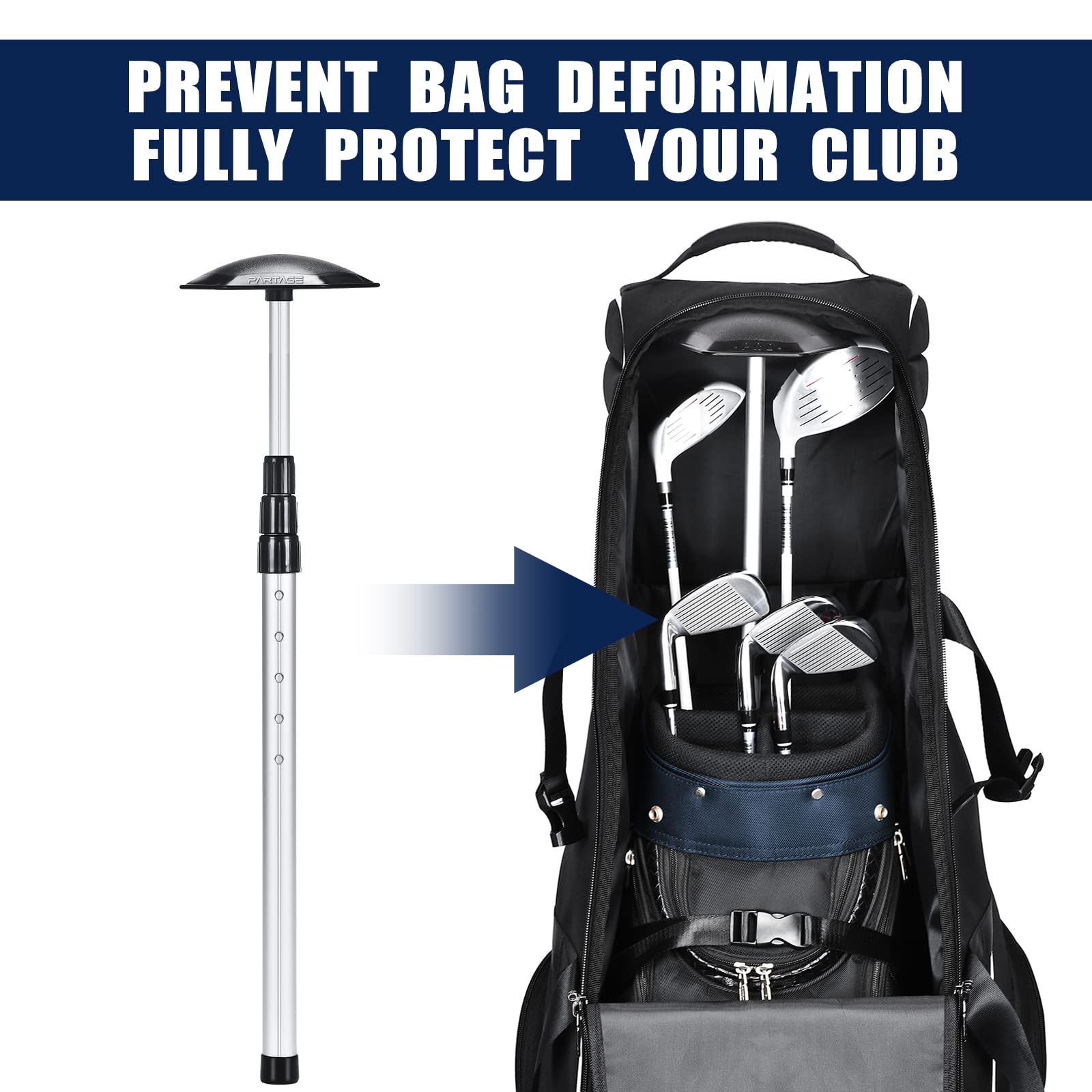 Partage Golf Travel Bag With Support System, Golf Travel Case For Airlines, 900D Heavy Duty Oxford -Black