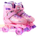 Fotoumgl Roller Skates for Kids Girls Boys, 4 Size Adjustable Rainbow Toddler Rollerskates with 8 Full Light up Wheels, Safe and